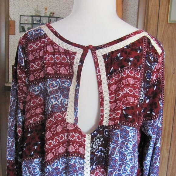 Urban Mangoz BoHo Inspired Print BabyDoll Tunic  Brand New  Keyhole Closure in t - Picture 4 of 12